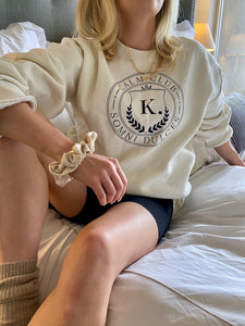 Lavish Slumbers Ivory Calm Club Varsity Sweatshirt