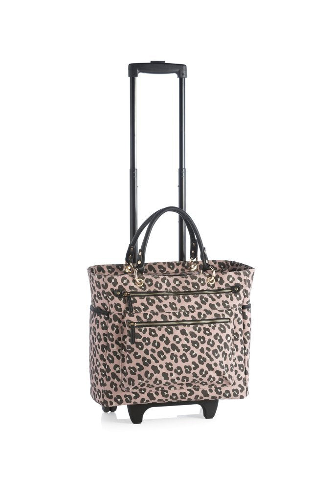 Lavish Slumbers Leopard and Pink Gold Accented Roller Tote