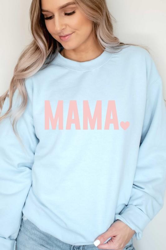 Lavish Slumbers Sky Blue and Pink Mama Graphic Sweatshirt