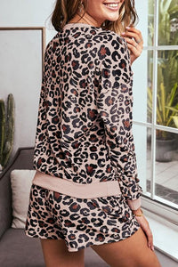 Lavish Slumbers Soft Pink Leopard Long Sleeve Short Set
