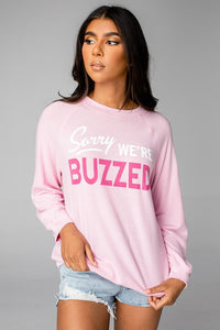 Lavish Slumbers Sorry We're Buzzed Pink Graphic Sweatshirt