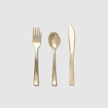 Load image into Gallery viewer, Lavish Slumbers Metallic Gold Cutlery - 30 Pack