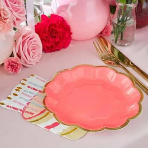 Lavish Slumbers Rosy Pink Gold Trim Party Plates