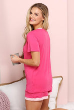 Load image into Gallery viewer, Lavish Slumbers Pink Rose Relaxed Fit Crew Tee and Short Set